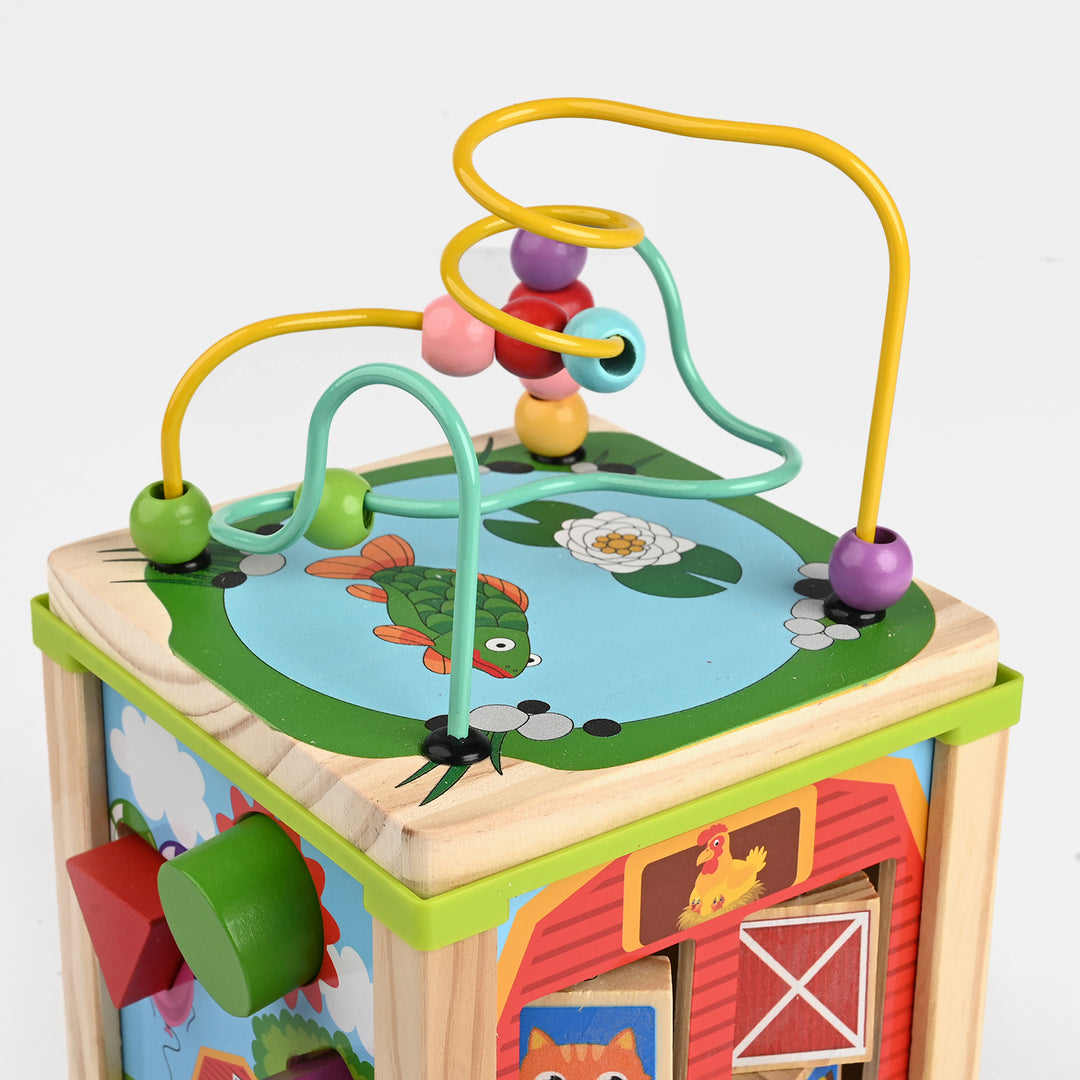 Educational Wooden Activity Winding Bead Cage Toy for Kids