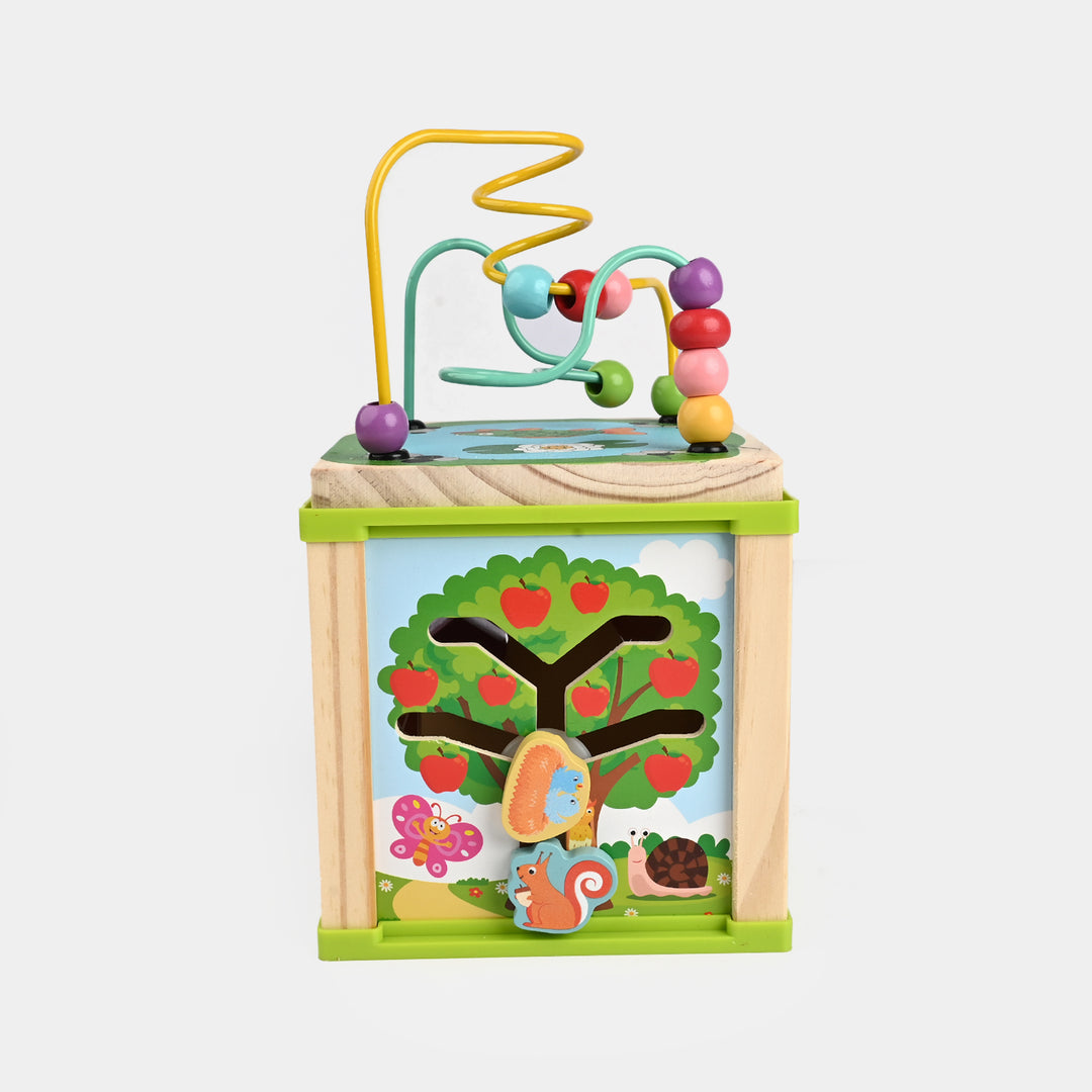 Educational Wooden Activity Winding Bead Cage Toy for Kids