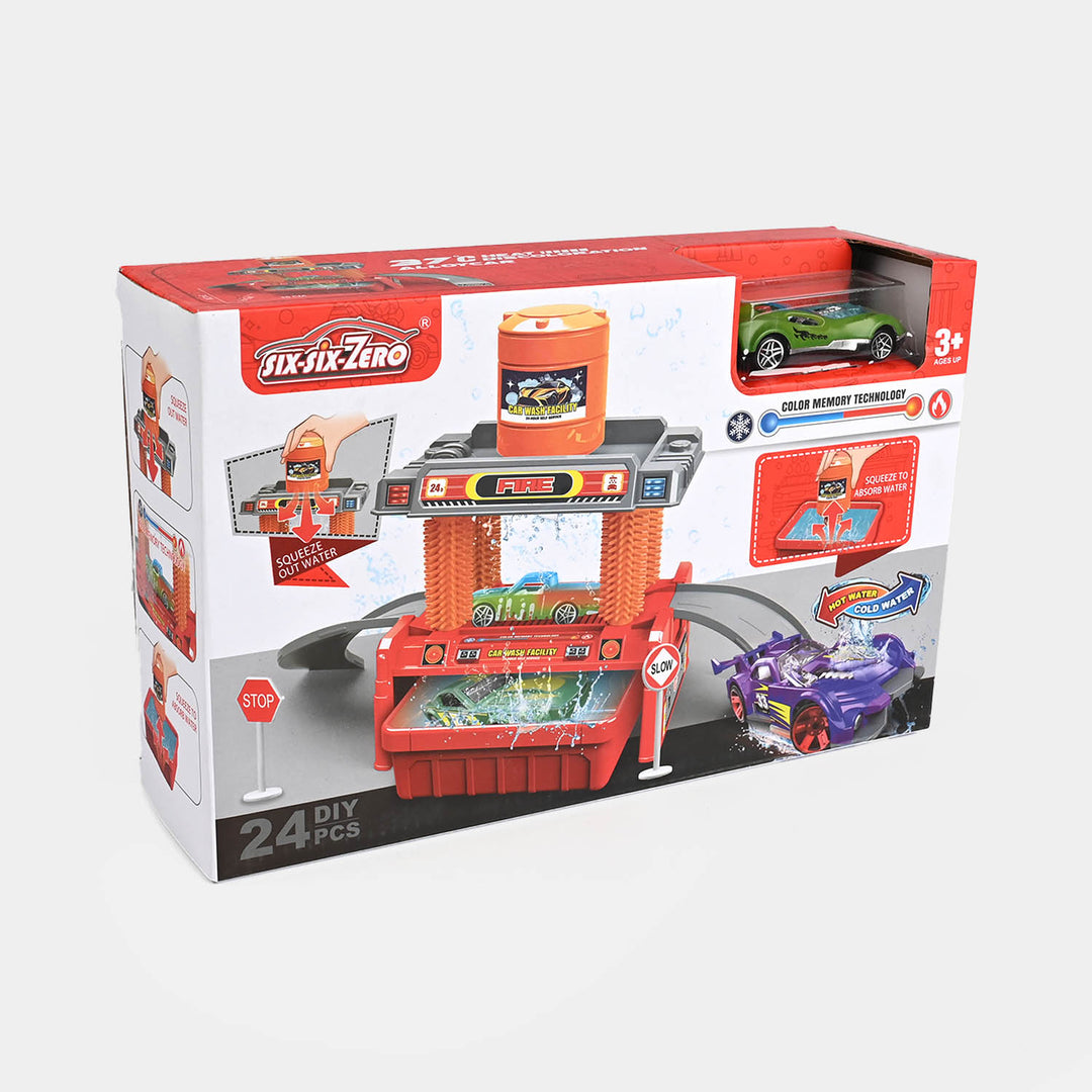 DIY Firefighting Car Wash Track Color Changing Car Play Set