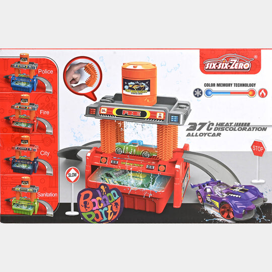 DIY Firefighting Car Wash Track Color Changing Car Play Set