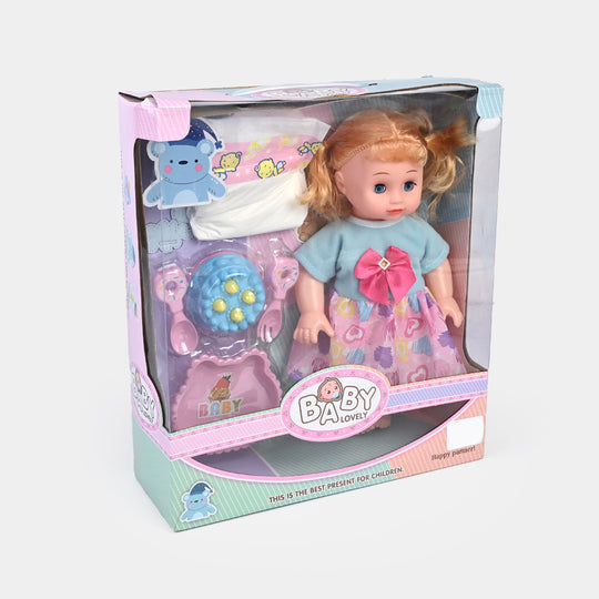 Moveable Eyes Baby Doll Playset with Accessories