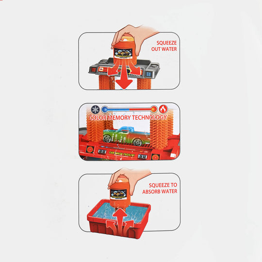 DIY Firefighting Car Wash Track Color Changing Car Play Set