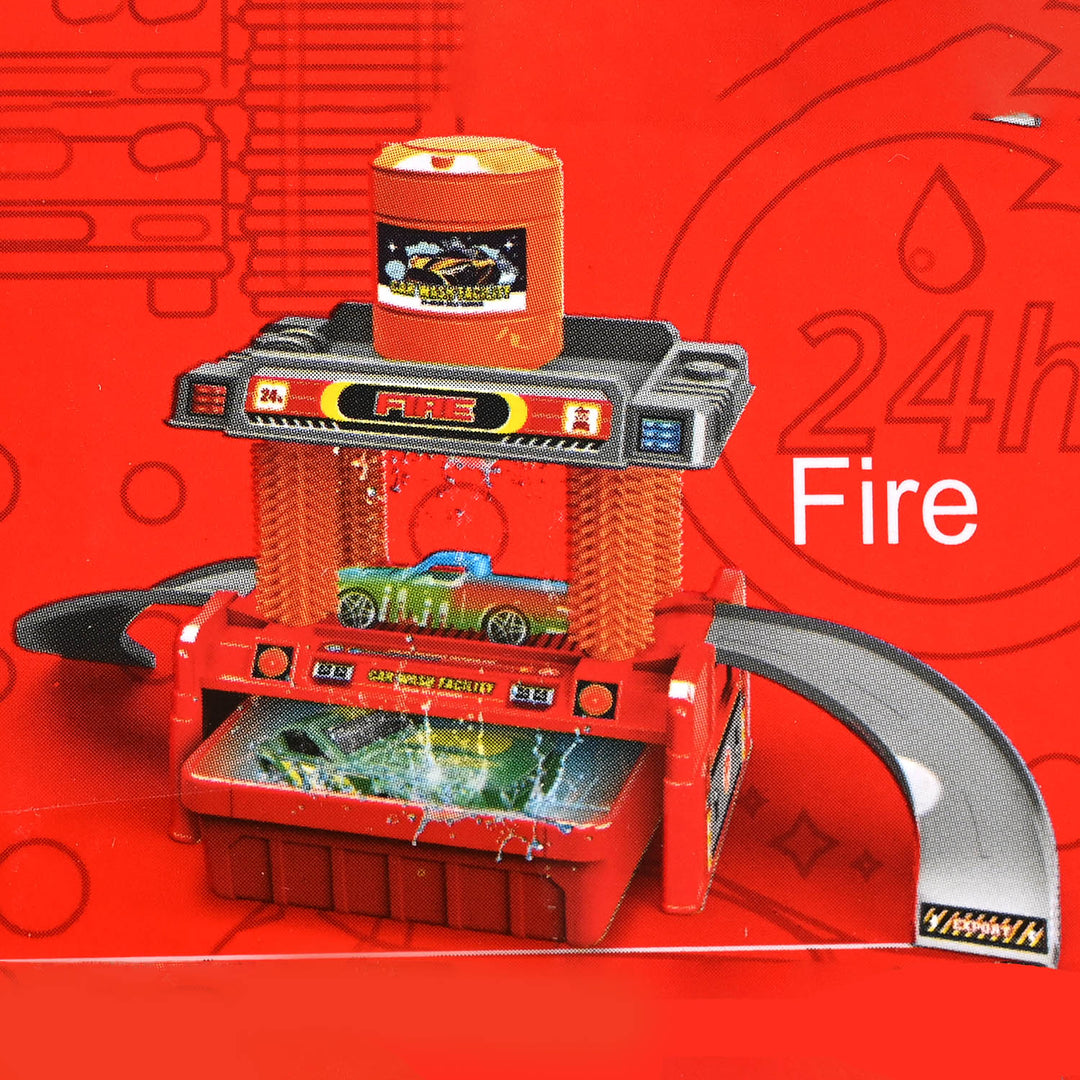 DIY Firefighting Car Wash Track Color Changing Car Play Set