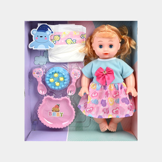 Moveable Eyes Baby Doll Playset with Accessories