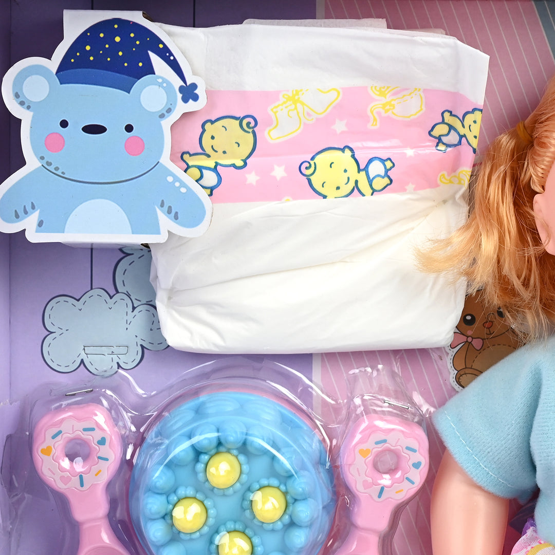 Moveable Eyes Baby Doll Playset with Accessories