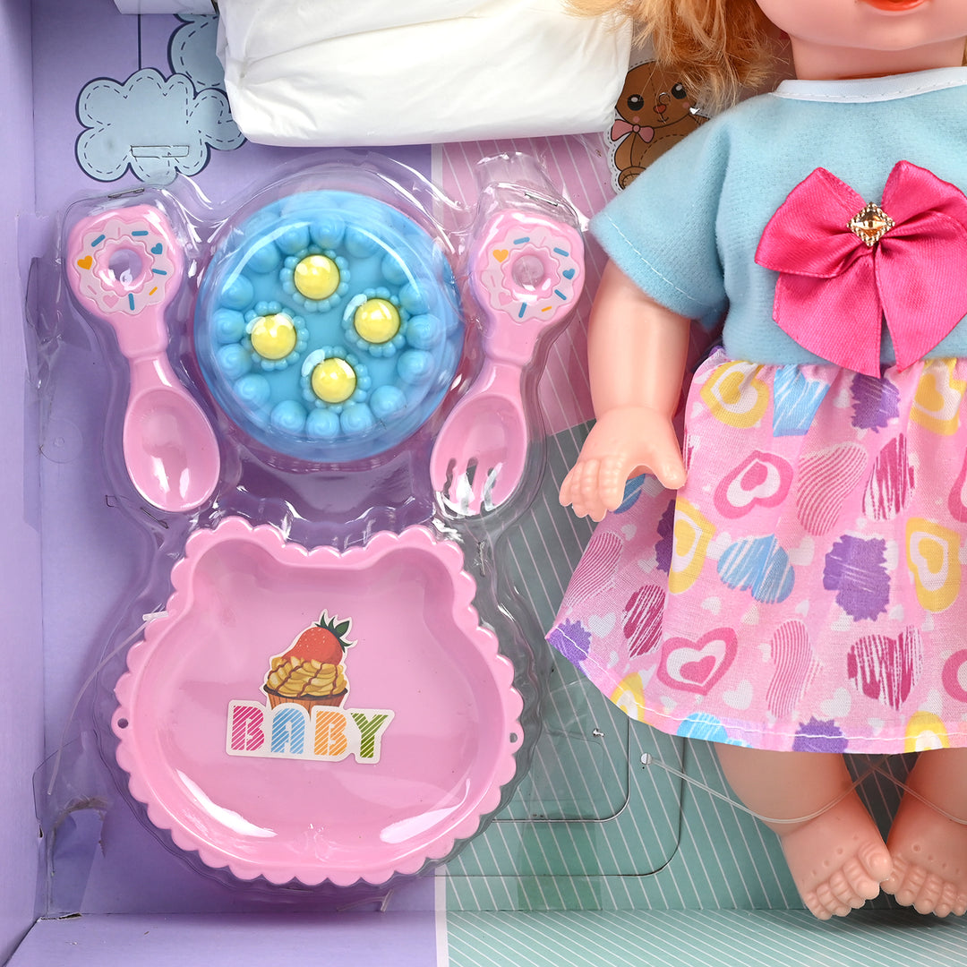 Moveable Eyes Baby Doll Playset with Accessories