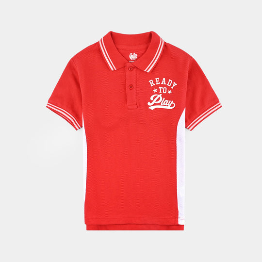 Boys Jumbo Pique Polo Ready To Play-HR.Red