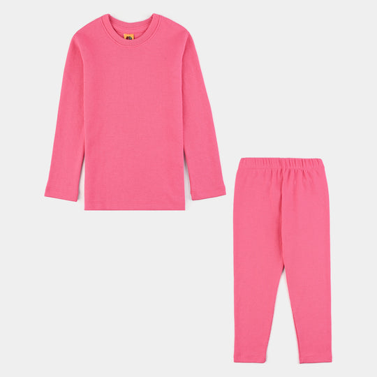 Kids Unisex Thermal Inner Wear Suit-Hot Pink