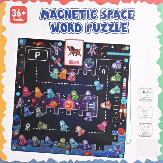 Wooden Magnetic Space Word Puzzle for Kids