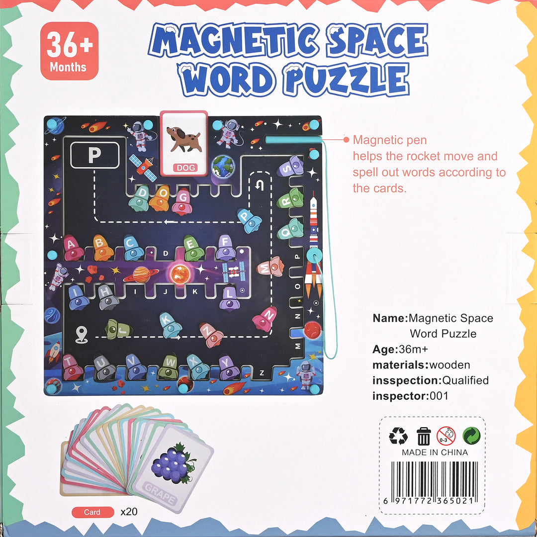 Wooden Magnetic Space Word Puzzle for Kids
