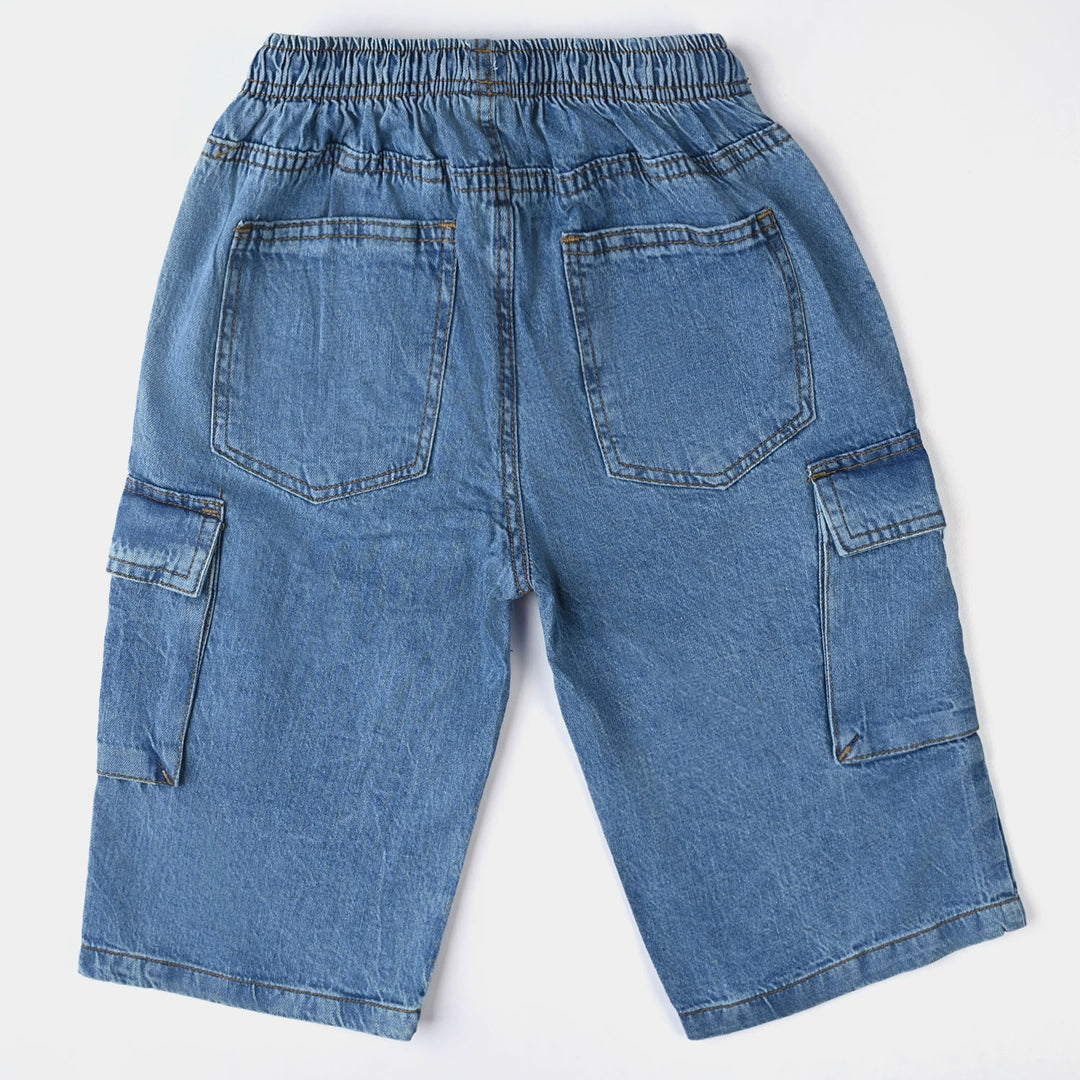 Boys Denim rigid Short Bermuda-Ice Blue