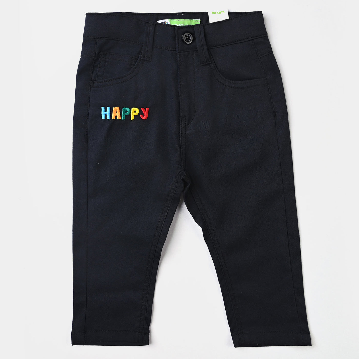 Infant Boys Cotton Twill Pant Happy-BLACK