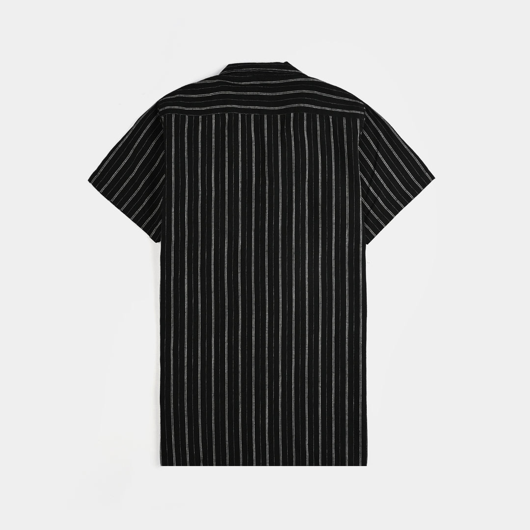 Boys Yarn Casual Dyed Shirt H/S (Game Over)-BLACK