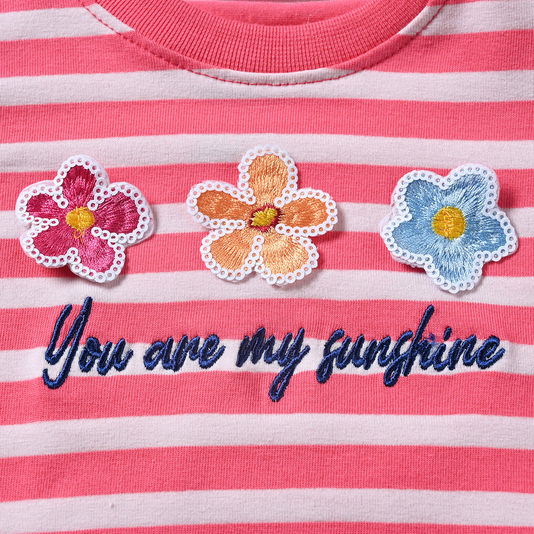 Infant Girls Cotton Jersey T-Shirt Flowers-Hot Pink