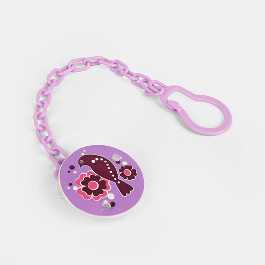 Baby Pacifier Clip W/Chain Purple