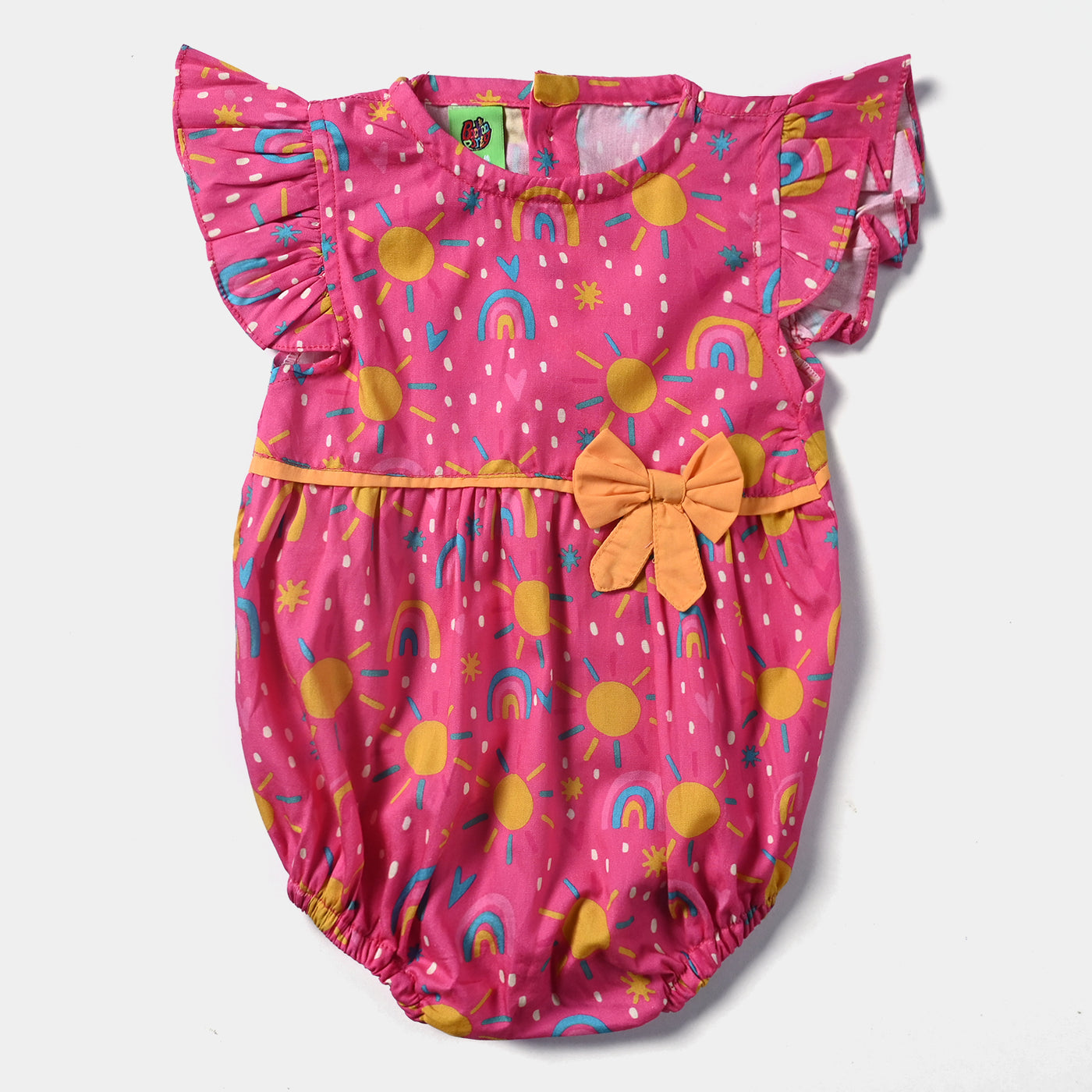 Infant Girls Cotton Romper Flower & Sun-Pink