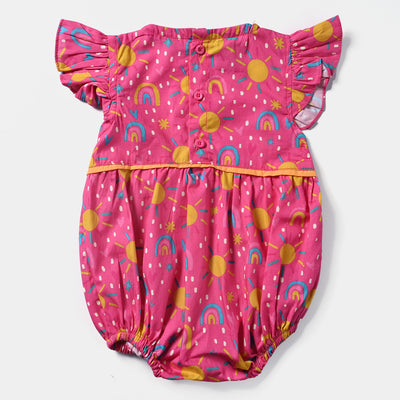 Infant Girls Cotton Romper Flower & Sun-Pink