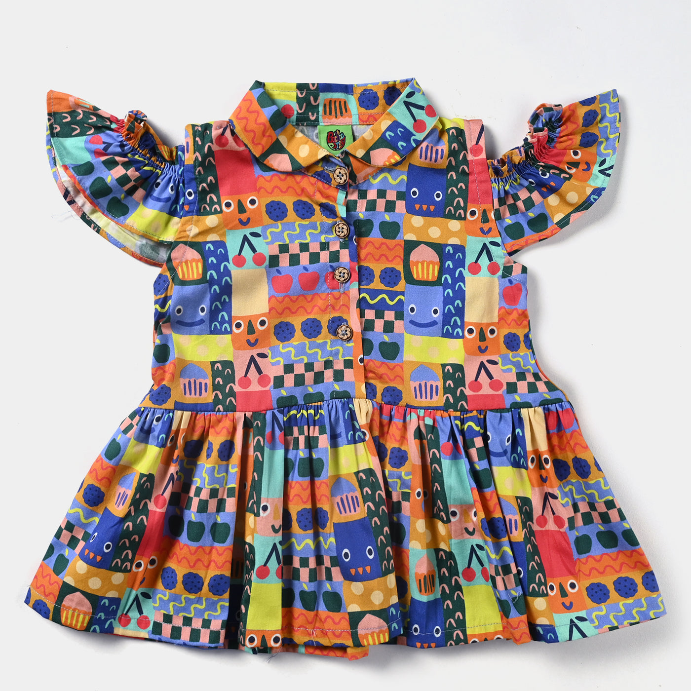 Infant Girls Casual Frock Cup Cake-Multi
