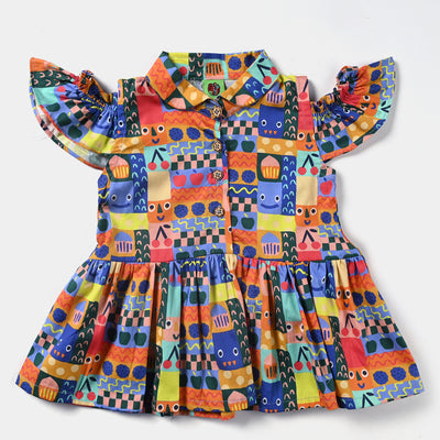 Infant Girls Casual Frock Cup Cake-Multi