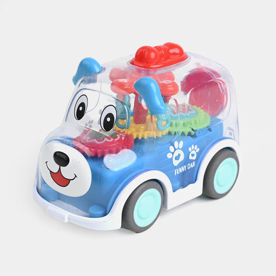 Cute Face Gear Bus with Light for Kids