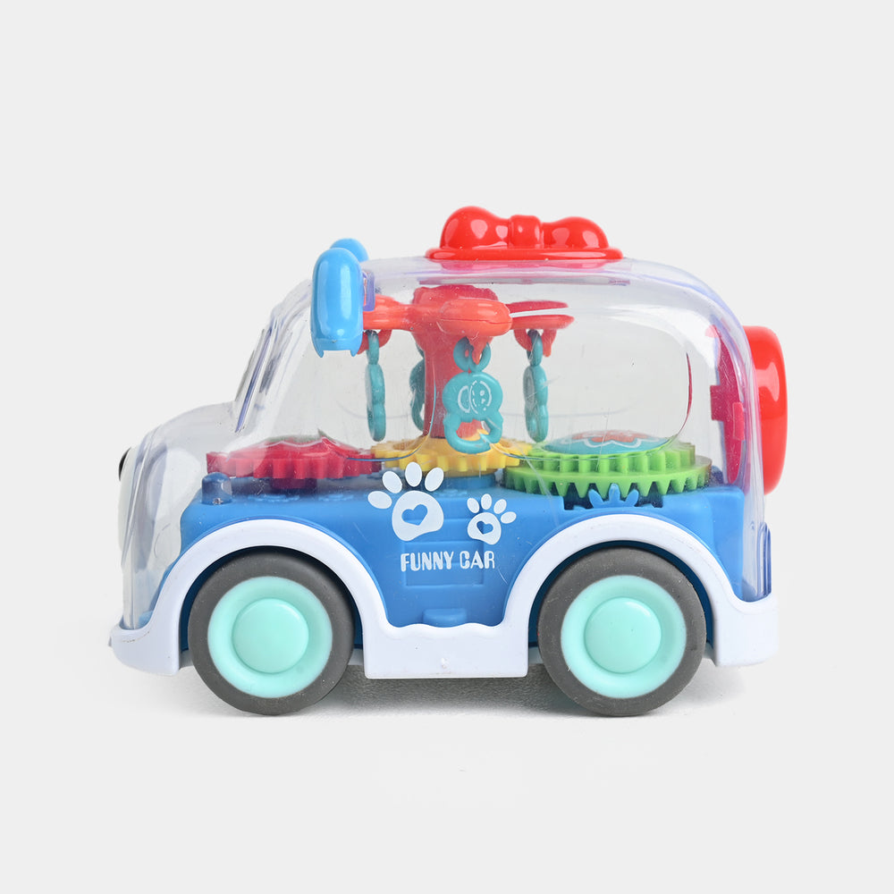 Cute Face Gear Bus with Light for Kids