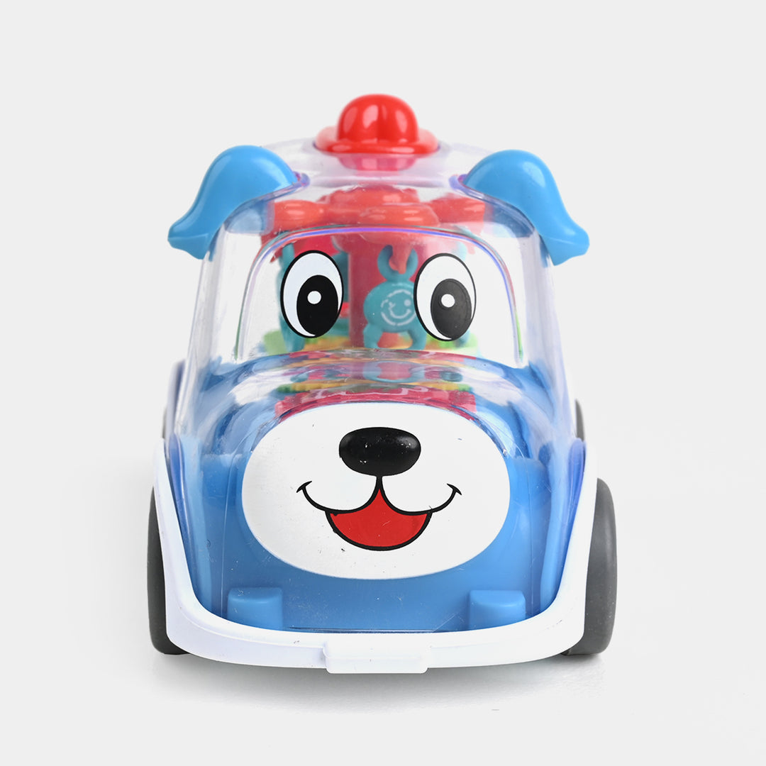 Cute Face Gear Bus with Light for Kids