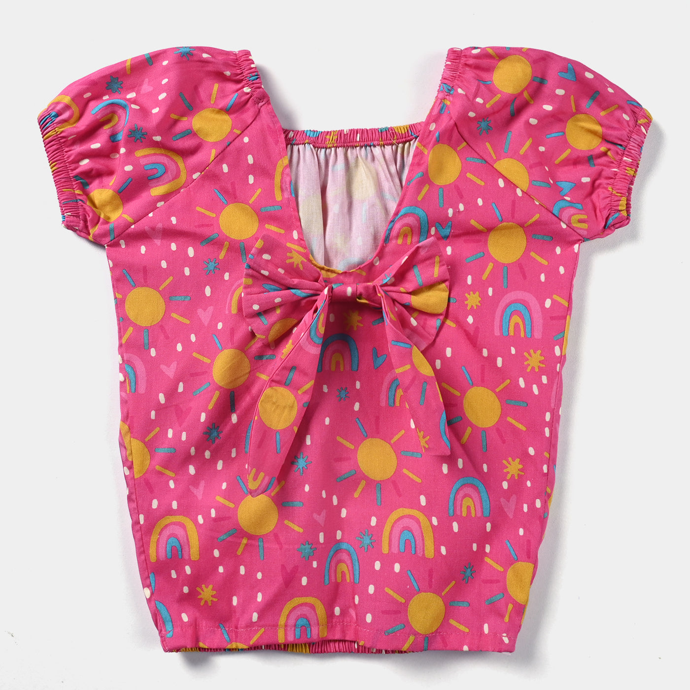 Infant Girls Cotton Poplin Casual Top Shiny Starts-Pink