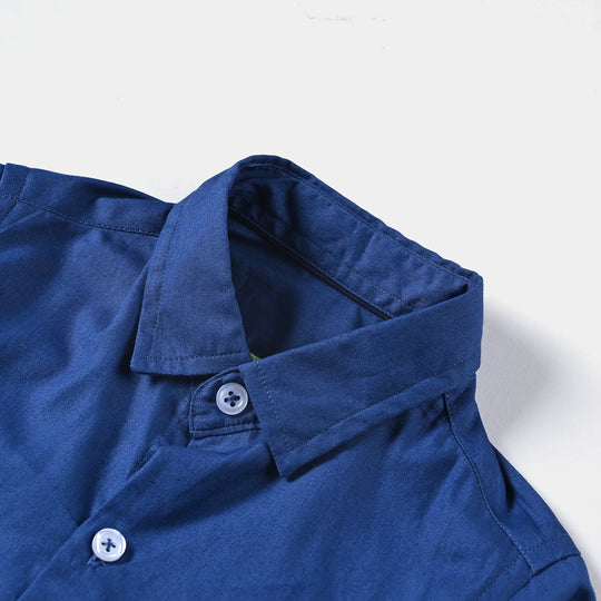 Infant Boys Cotton Poplin Formal Shirt-Navy