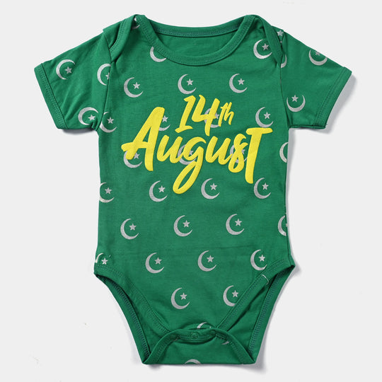 Infant Unisex Poly Cotton Jersey Basic Romper August-Fern Green