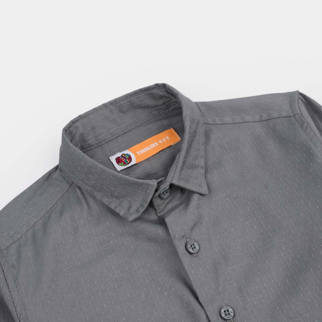 Boys Dobby Formal Shirt-GREY