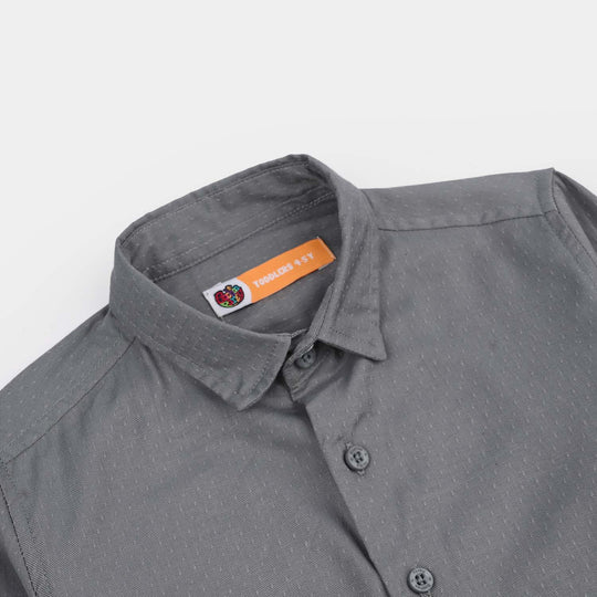 Boys Dobby Formal Shirt-GREY