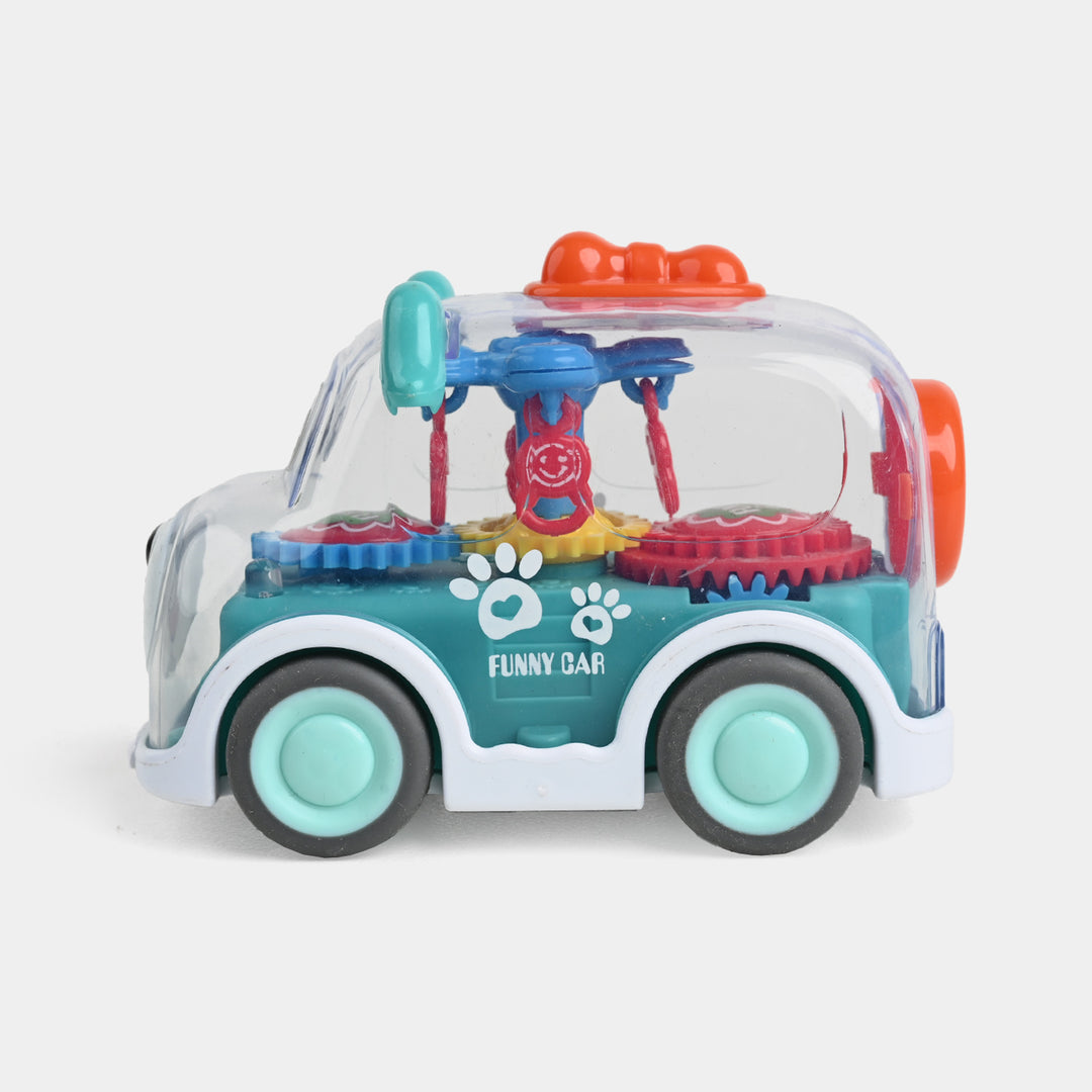 Cute Face Gear Bus with Light for Kids