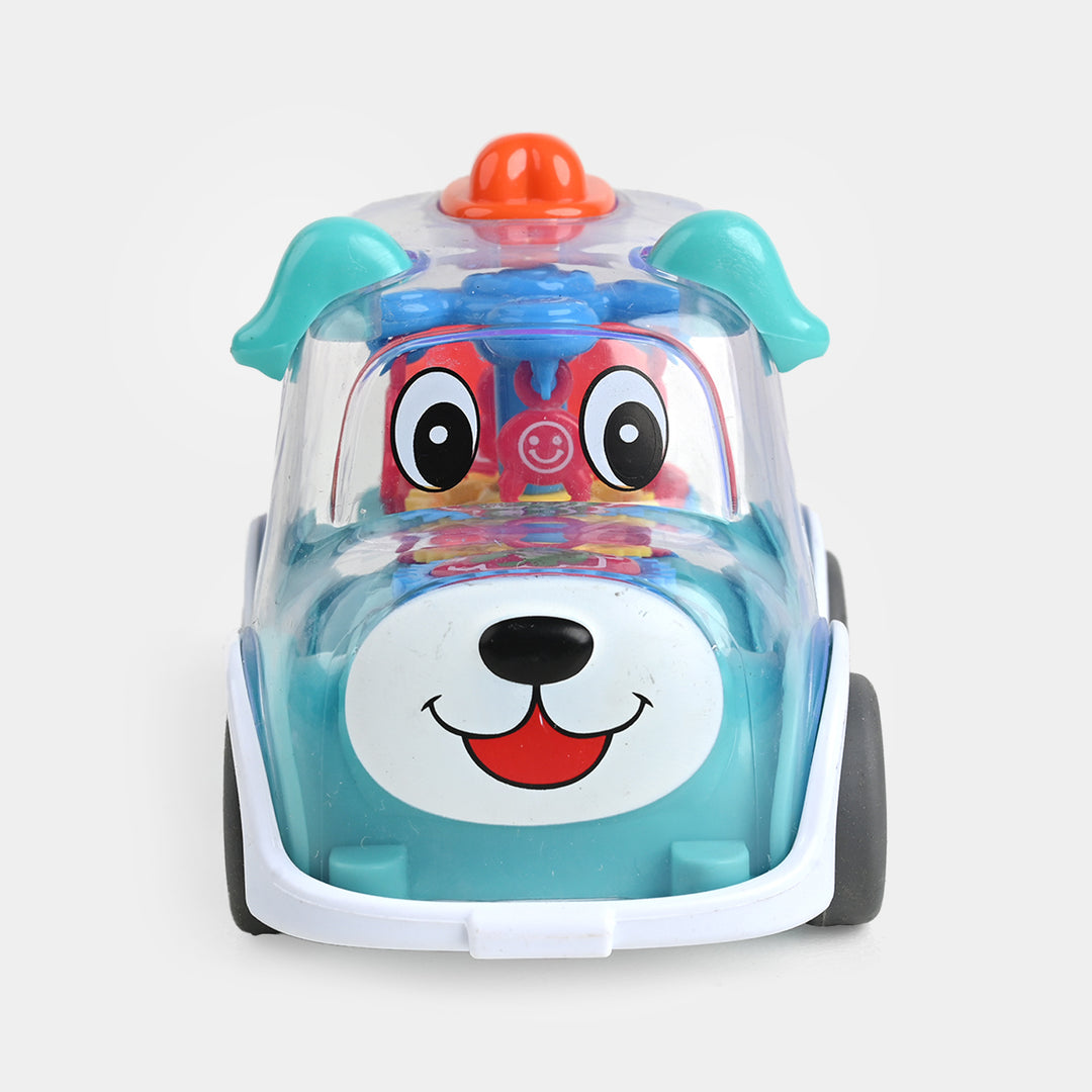 Cute Face Gear Bus with Light for Kids