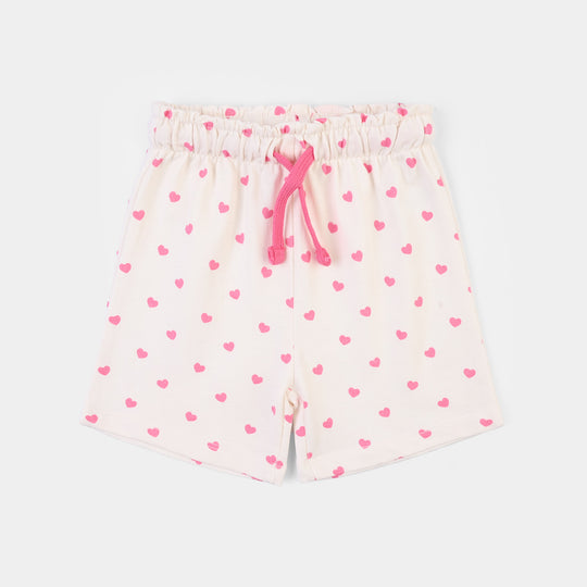 Girls Jersey/Terry Short Hearts-Off White