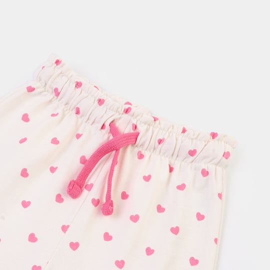 Girls Jersey/Terry Short Hearts-Off White