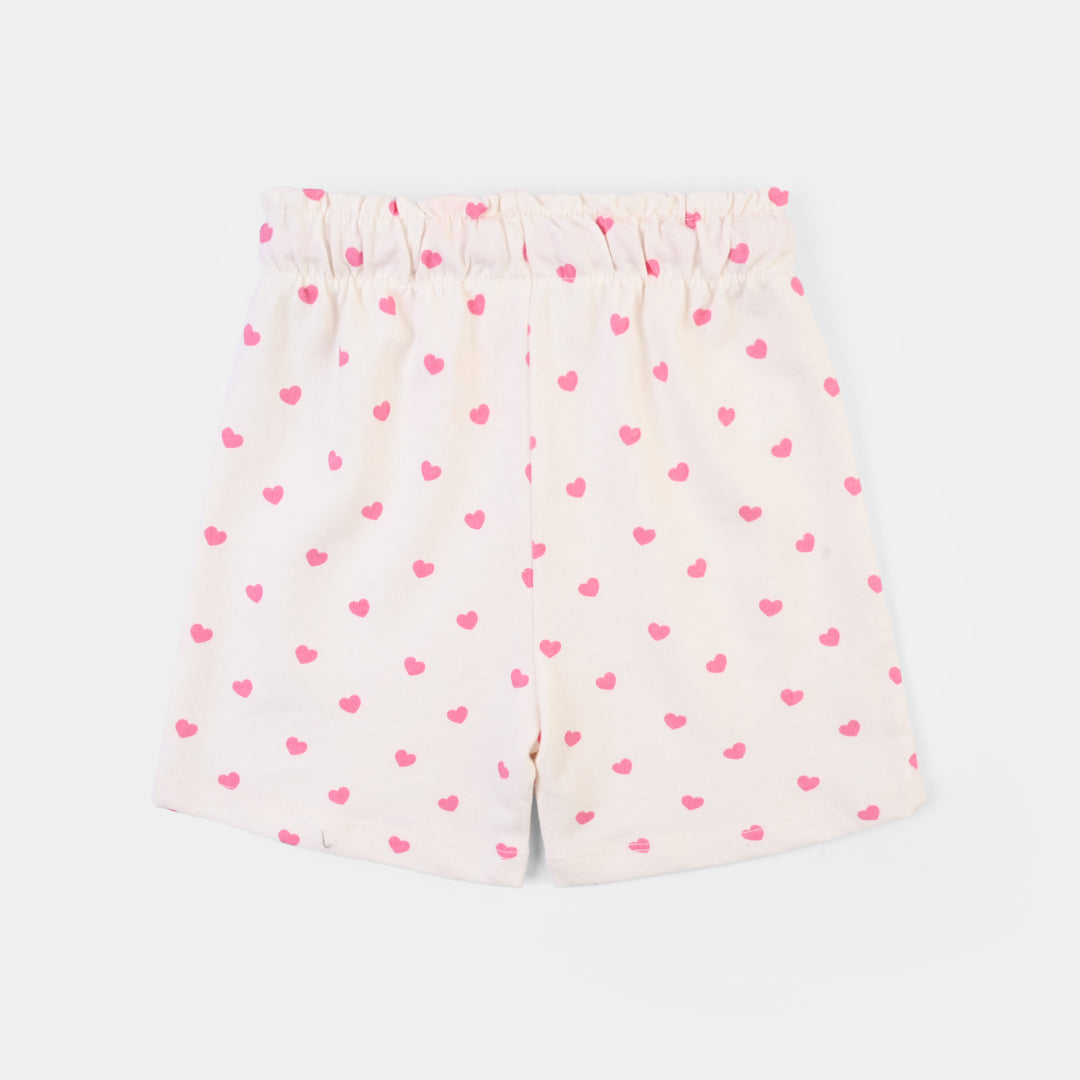 Girls Jersey/Terry Short Hearts-Off White