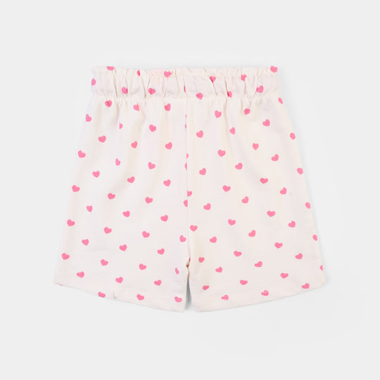 Girls Jersey/Terry Short Hearts-Off White