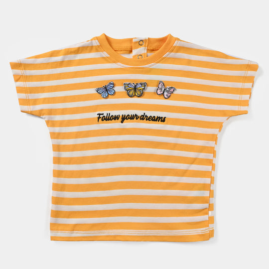 Infant Girls Cotton Jersey T-Shirt Butterflies-Citrus