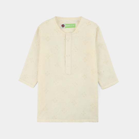 Infant Boys Poly Viscose Basic Kurta (After Glow) - Light Yellow