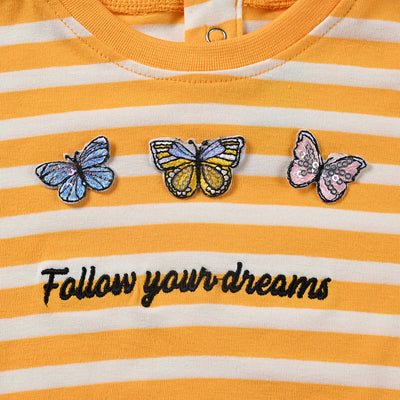 Infant Girls Cotton Jersey T-Shirt Butterflies-Citrus