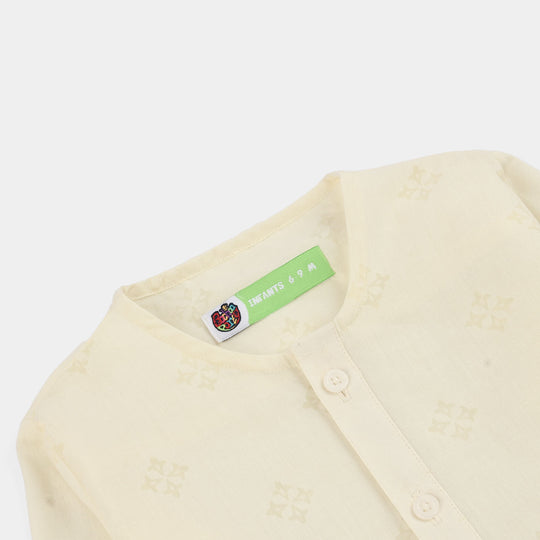 Infant Boys Poly Viscose Basic Kurta (After Glow) - Light Yellow