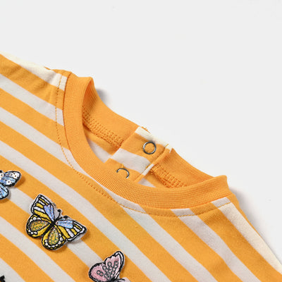 Infant Girls Cotton Jersey T-Shirt Butterflies-Citrus