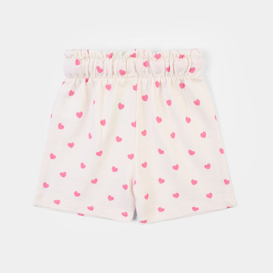 Infant Girls Jersey/Terry Short Hearts-Off White