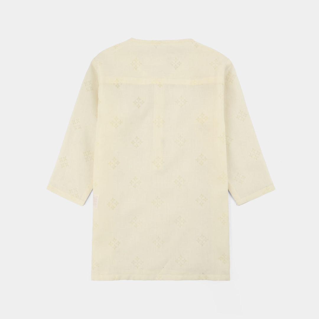 Infant Boys Poly Viscose Basic Kurta (After Glow) - Light Yellow