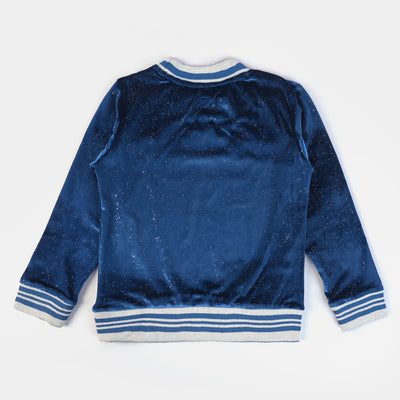 Girls Velvet Sweatshirt Just Amazing-Blue