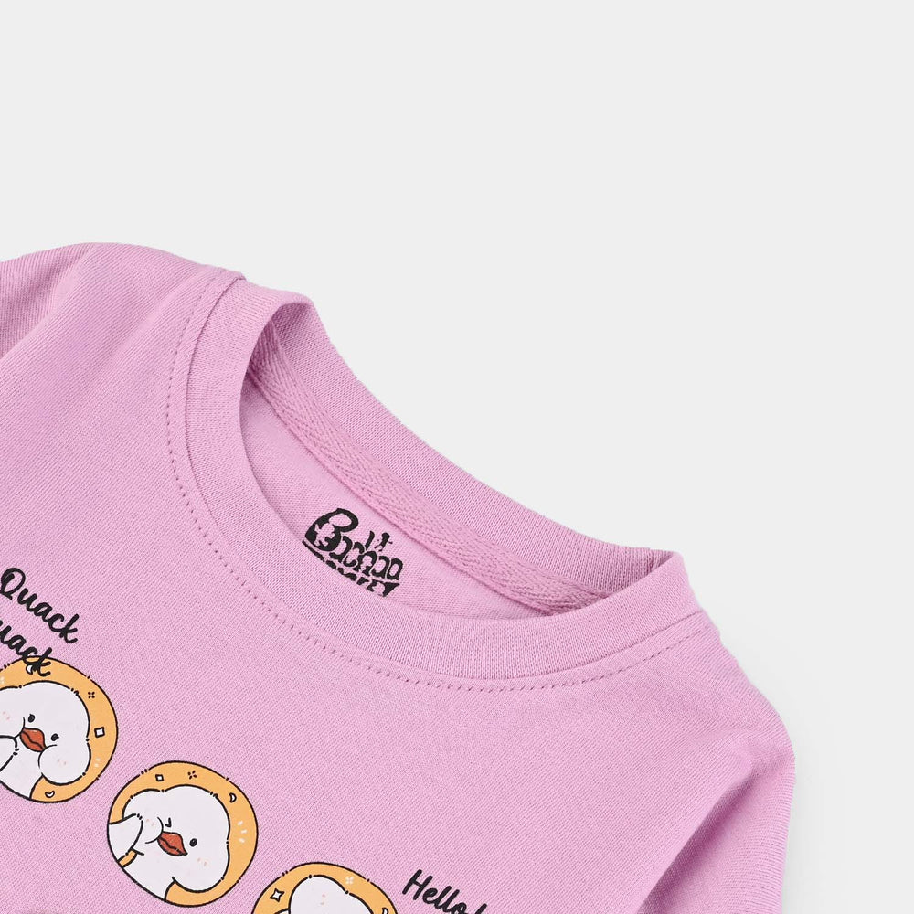 Infant Girls Jersey/Terry T-Shirt F/S Little Duckling-Pink