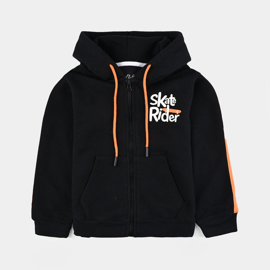 Boys Jumbo Pique Knitted Jacket Skate Rider-NAVY