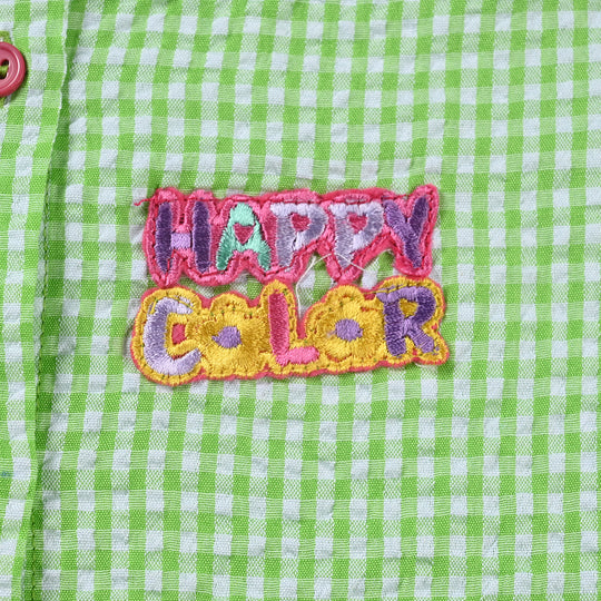 Girls Poly Cotton Emb Top Happy Colors-Green