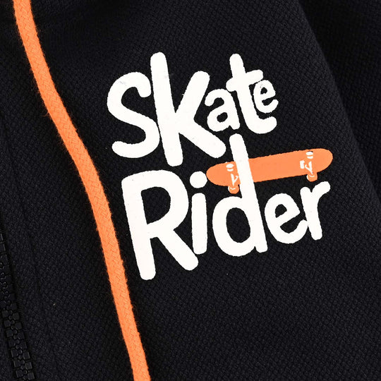 Boys Jumbo Pique Knitted Jacket Skate Rider-NAVY