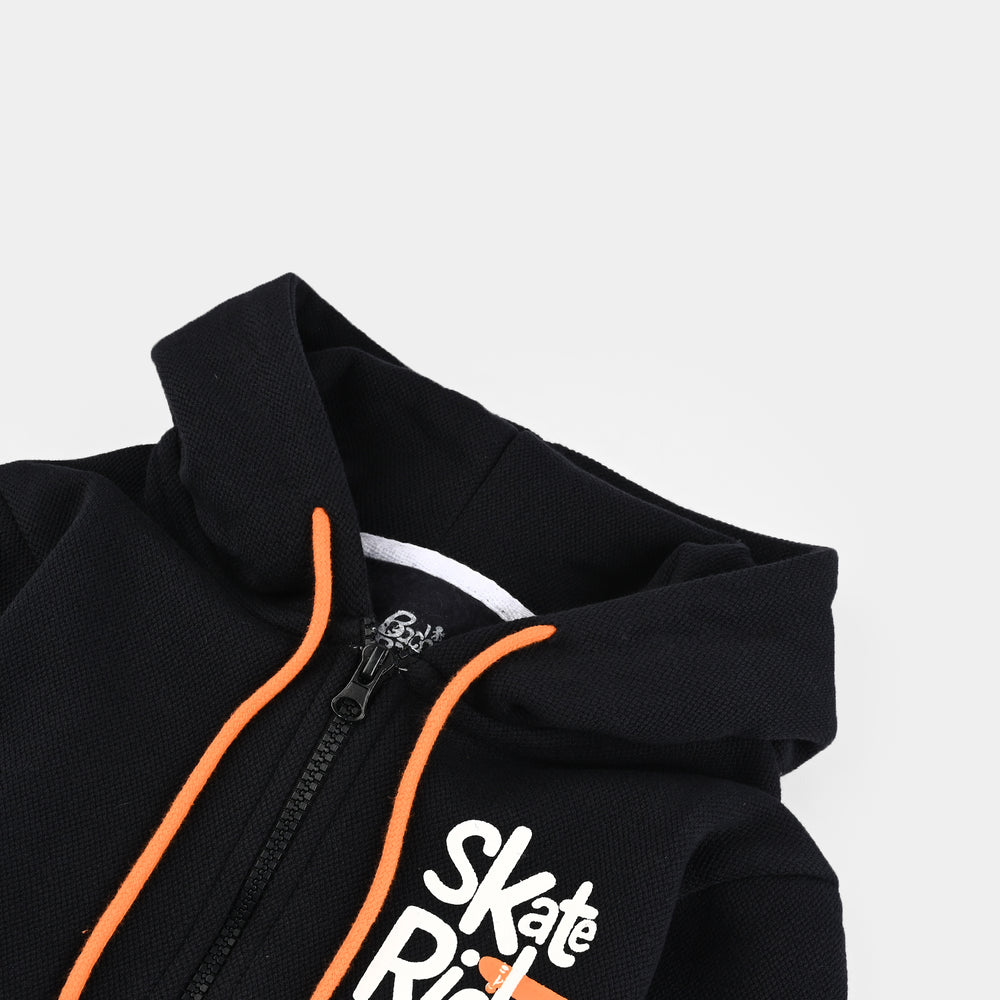 Boys Jumbo Pique Knitted Jacket Skate Rider-NAVY